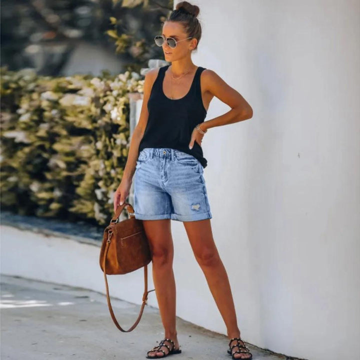 Vianne™|High Waist Denim Short