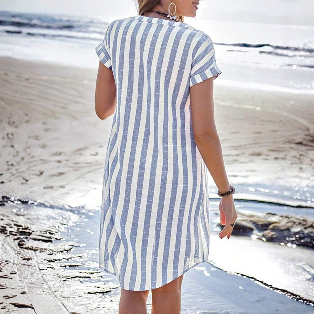 Yara™| Elegant Striped Shirt Dress