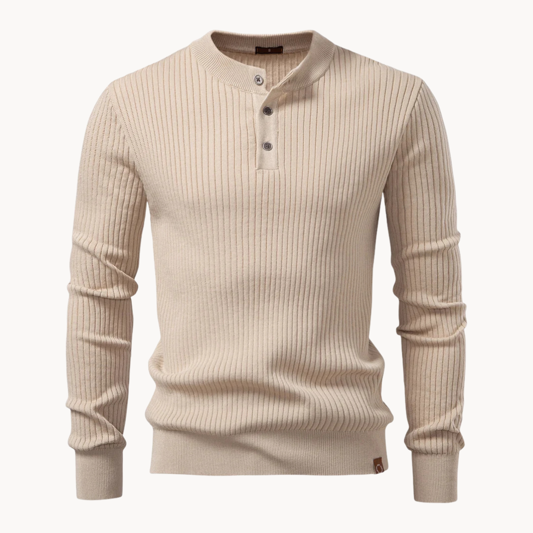 Damian™ | Rib-Knit Henley Shirt