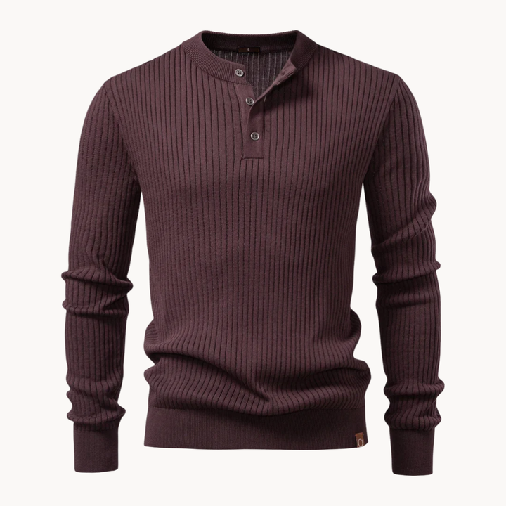 Damian™ | Rib-Knit Henley Shirt