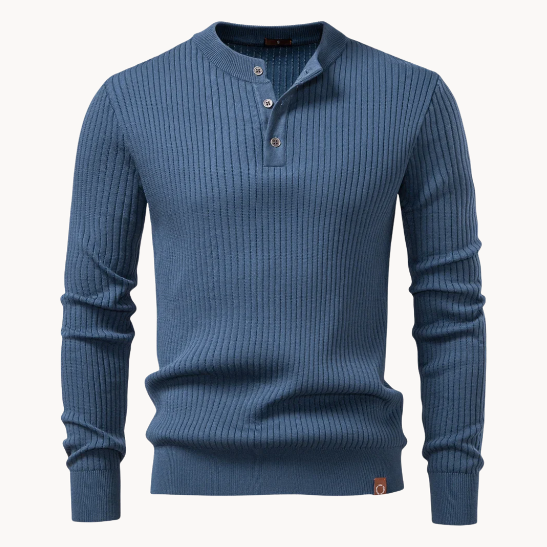 Damian™ | Rib-Knit Henley Shirt