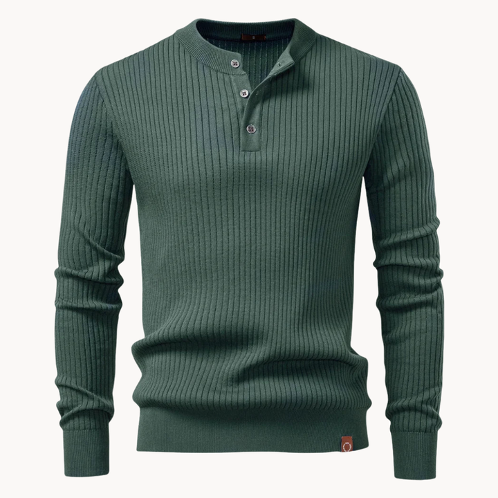 Damian™ | Rib-Knit Henley Shirt