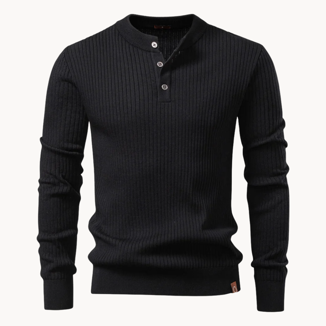 Damian™ | Rib-Knit Henley Shirt