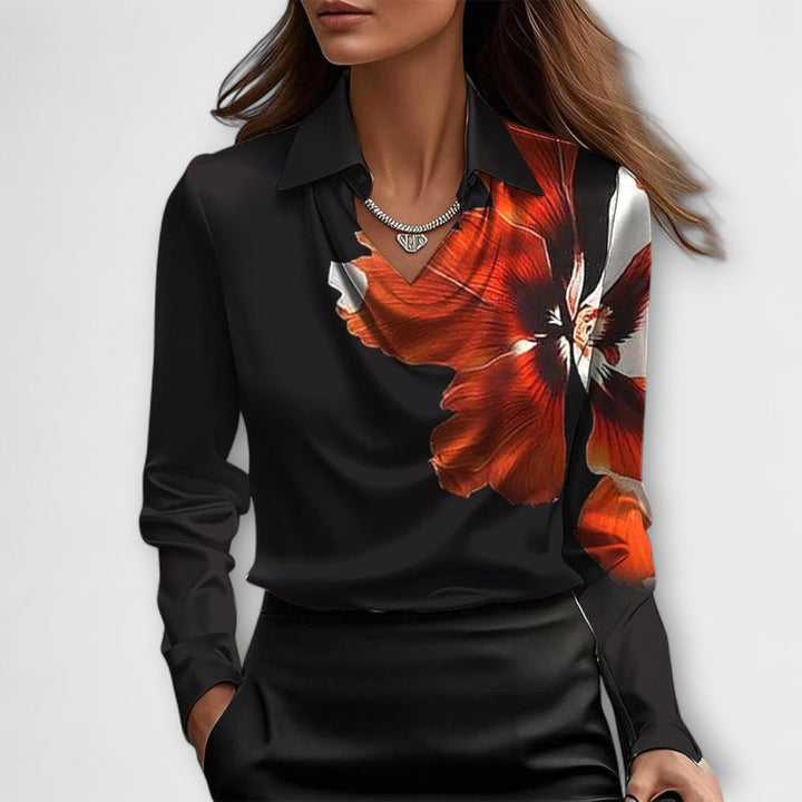 Maeve™|Shiny Blouse with Ruffled Collar