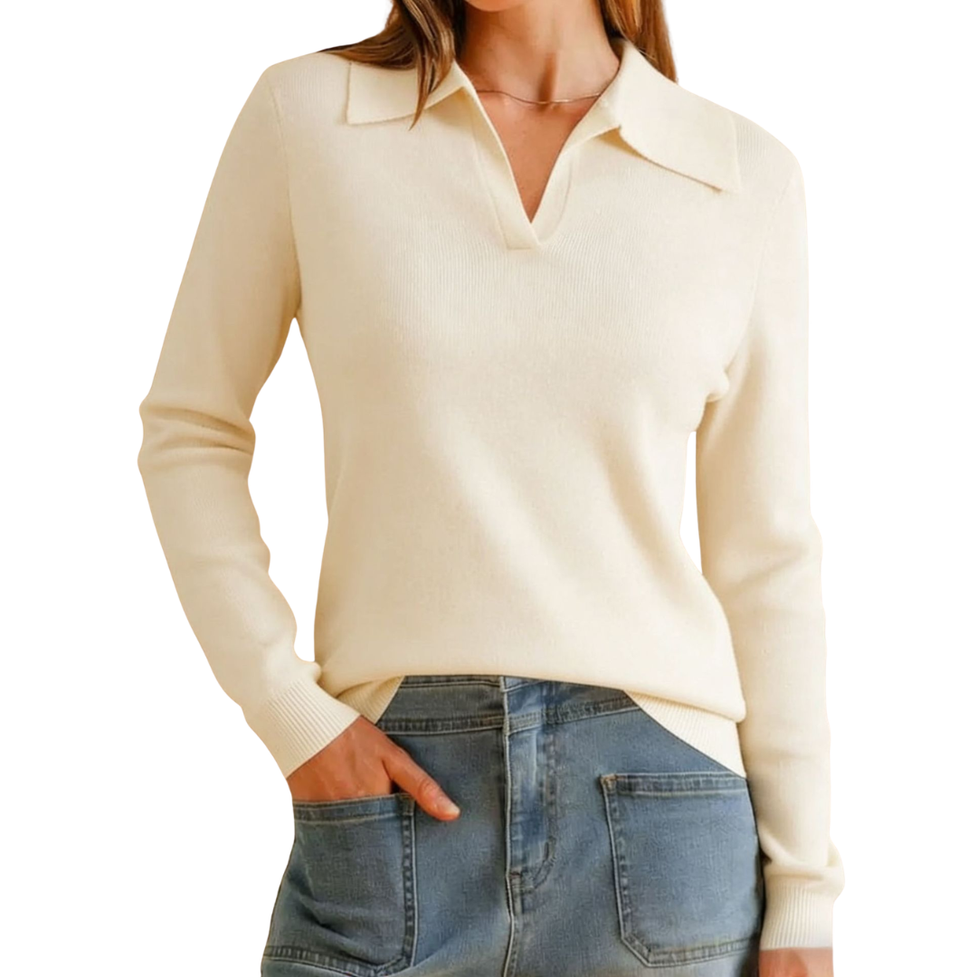 Clara™ | Classic Knit Polo Sweater