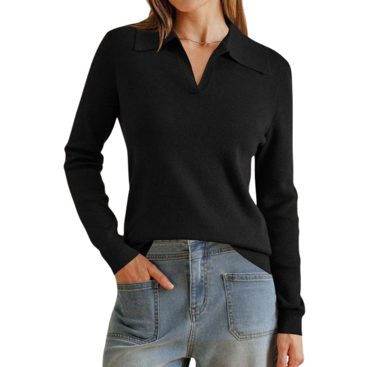 Clara™ | Classic Knit Polo Sweater