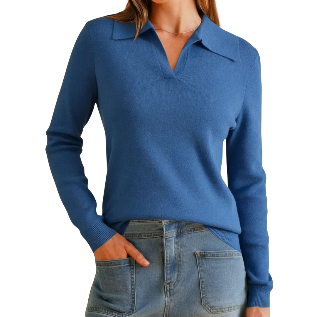 Clara™ | Classic Knit Polo Sweater