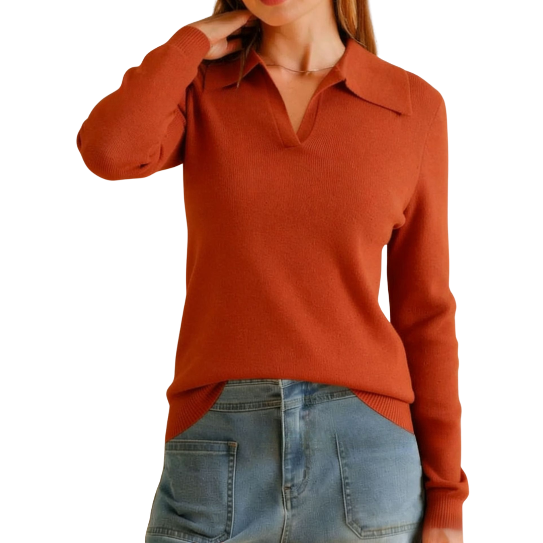 Clara™ | Classic Knit Polo Sweater