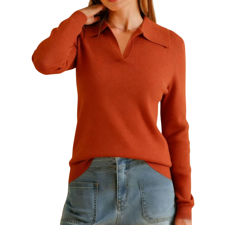 Clara™ | Classic Knit Polo Sweater