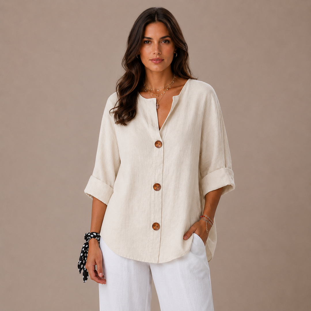 Anika™|Relaxed Linen Blouse