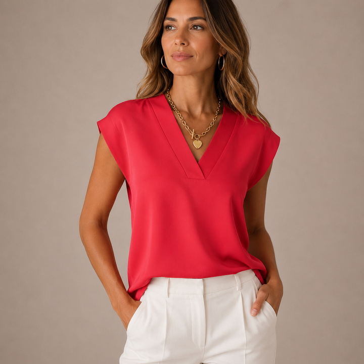 Ada™|Sleeveless V-Neck Blouse
