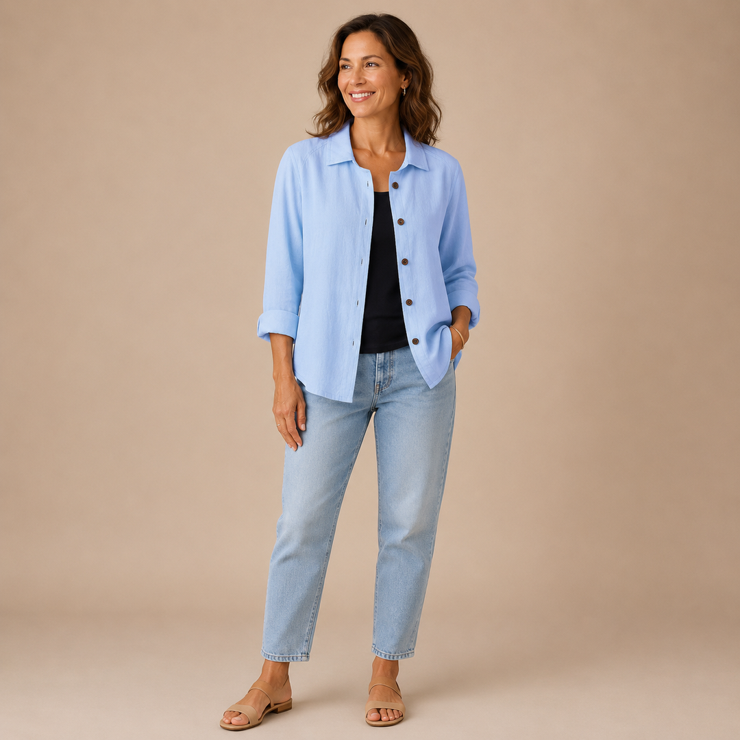 Adeline™|Light Shirt Jacket In A Linen Blend