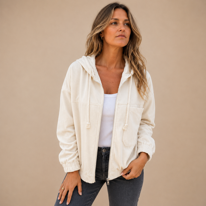 Ruby™|Corduroy hooded jacket with zipper