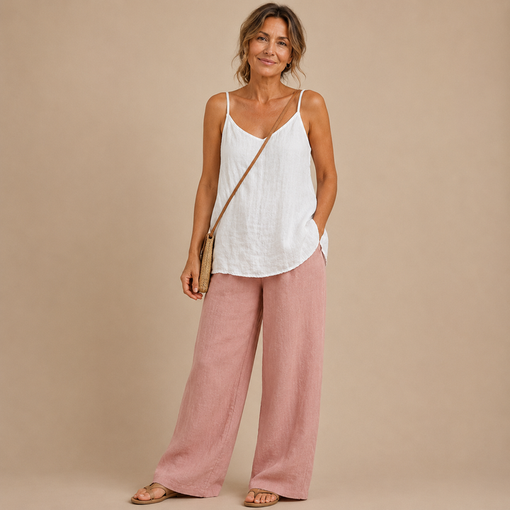 Tessa™|Spaghetti Strap Linen Top