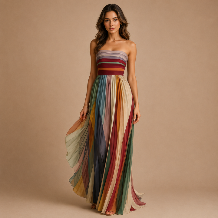 Olivia™|Colorful strapless dress