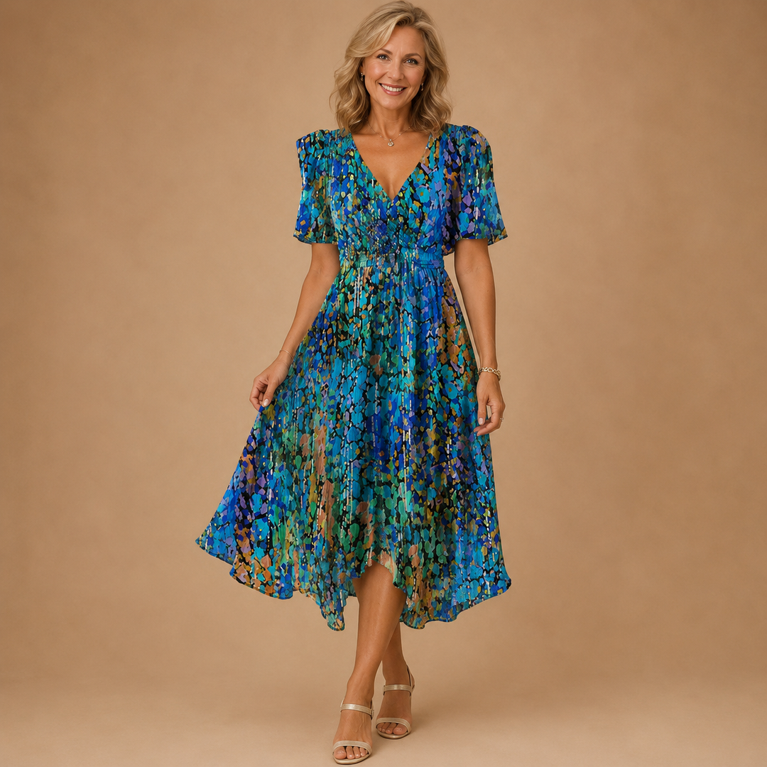 Sadie™|Elegant dress with short sleeves