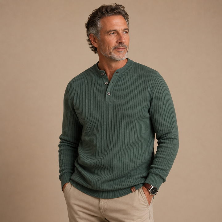 Damian™ | Rib-Knit Henley Shirt