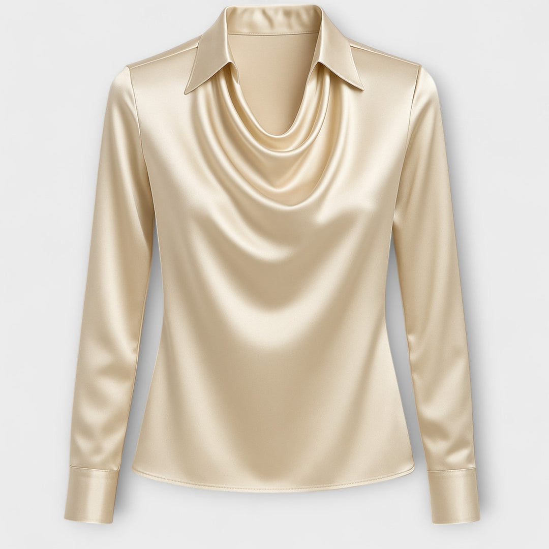 Maeve™|Shiny Blouse with Ruffled Collar
