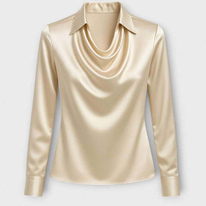 Maeve™|Shiny Blouse with Ruffled Collar
