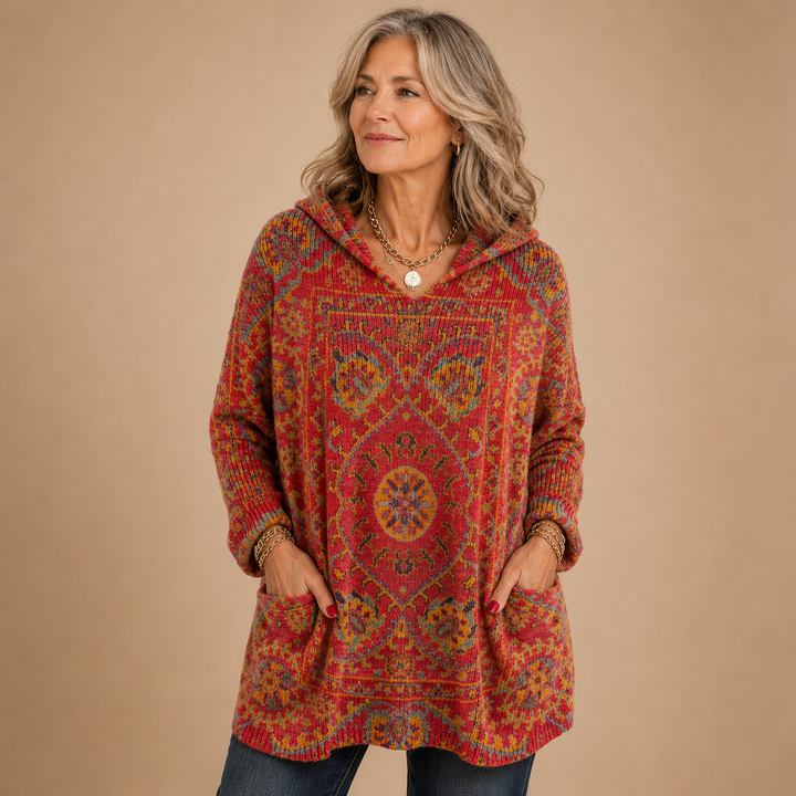 Alice™ | Retro Ethnic Print Hooded Tunic