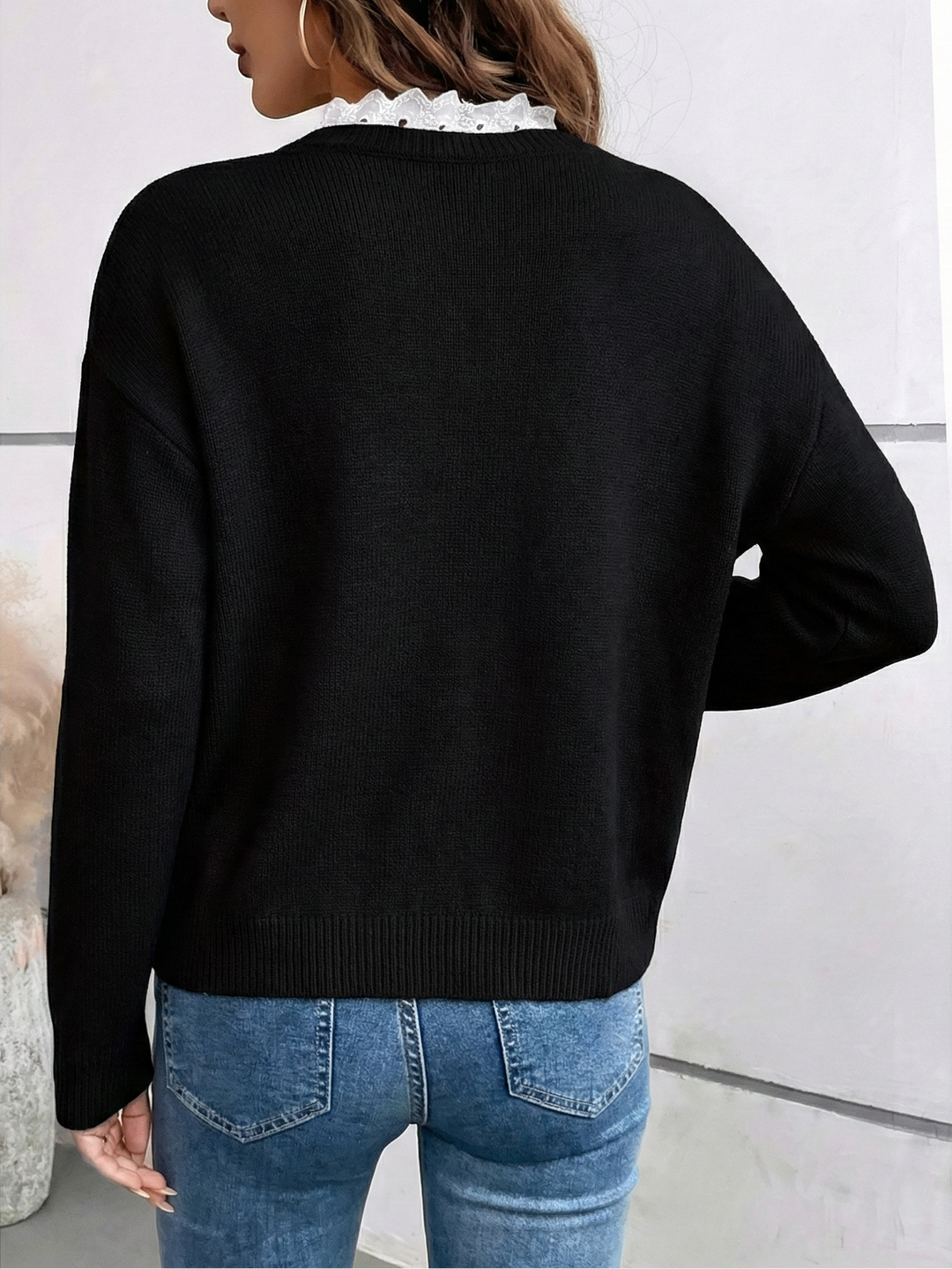 Sandy™|Cashmere Lace V-Neck Jumper