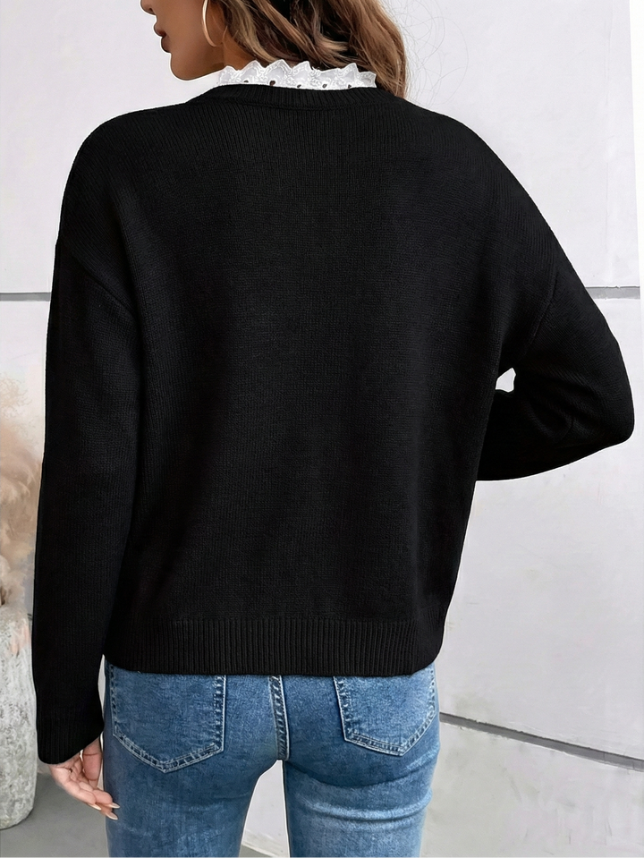 Sandy™|Cashmere Lace V-Neck Jumper