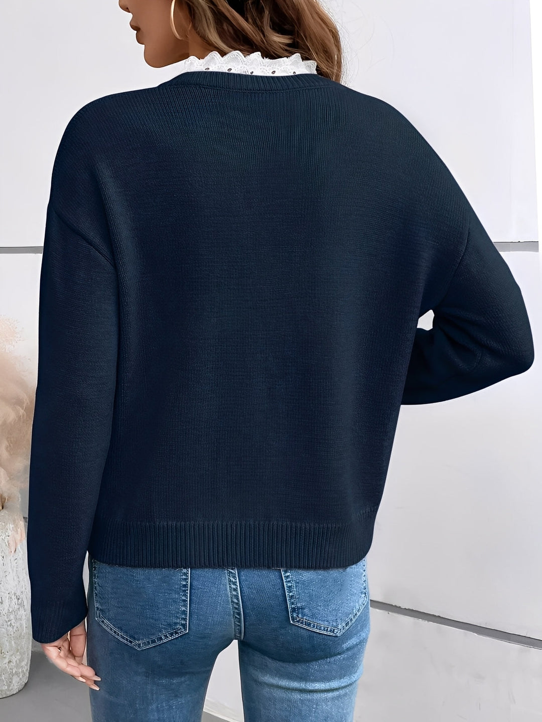Sandy™|Cashmere Lace V-Neck Jumper
