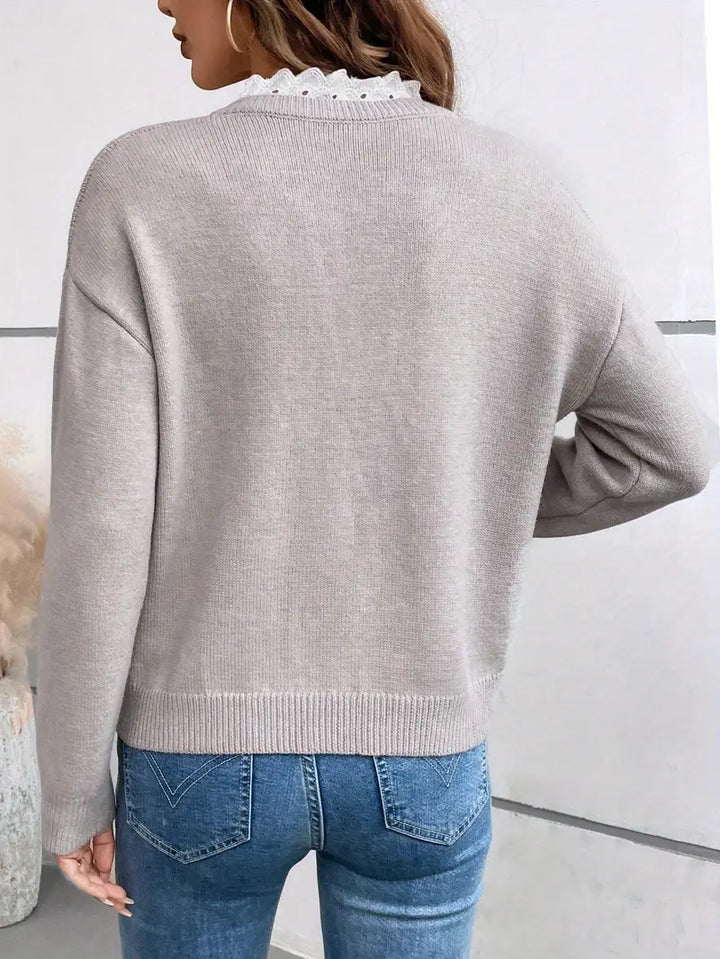 Sandy™|Cashmere Lace V-Neck Jumper