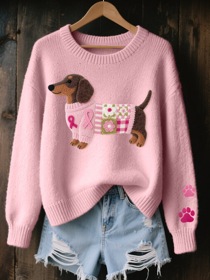 Naoni™ | Sweater in Knit with Dachshund Felt Pattern